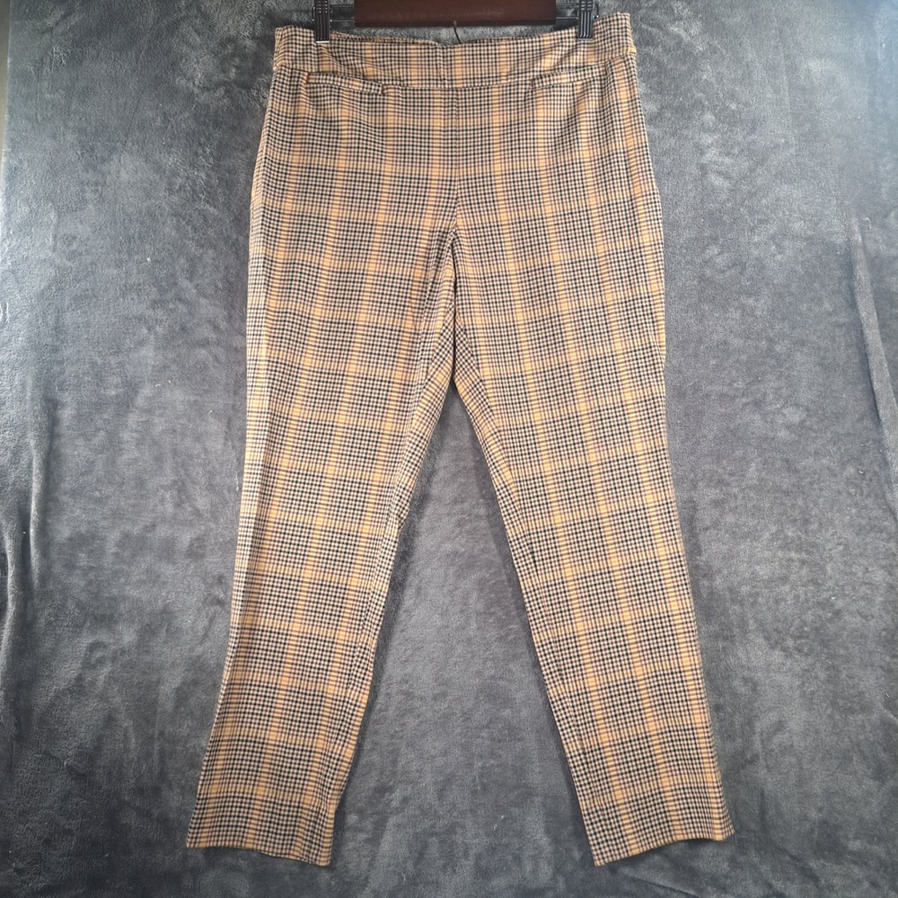 Talbots Chatham Ankle Pant 10P Plaid Brown Tan Yellow Stretch Trousers Academic